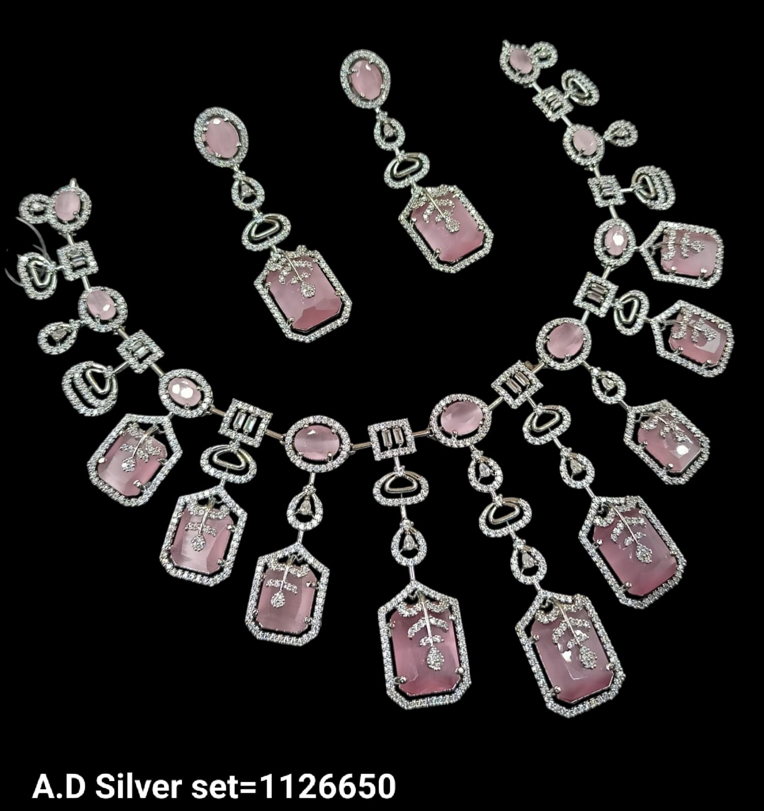 Silver Plated American Diamond Jewellery Set