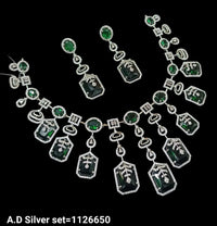 Silver Plated American Diamond Jewellery Set