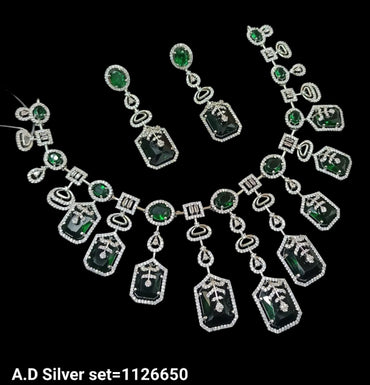 Silver Plated American Diamond Jewellery Set