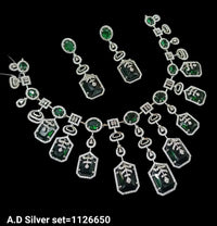 Silver Plated American Diamond Jewellery Set