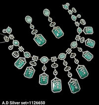 Silver Plated American Diamond Jewellery Set