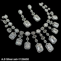 Silver Plated American Diamond Jewellery Set