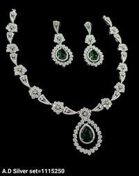 American Diamond Silver Plated Jewellery Set