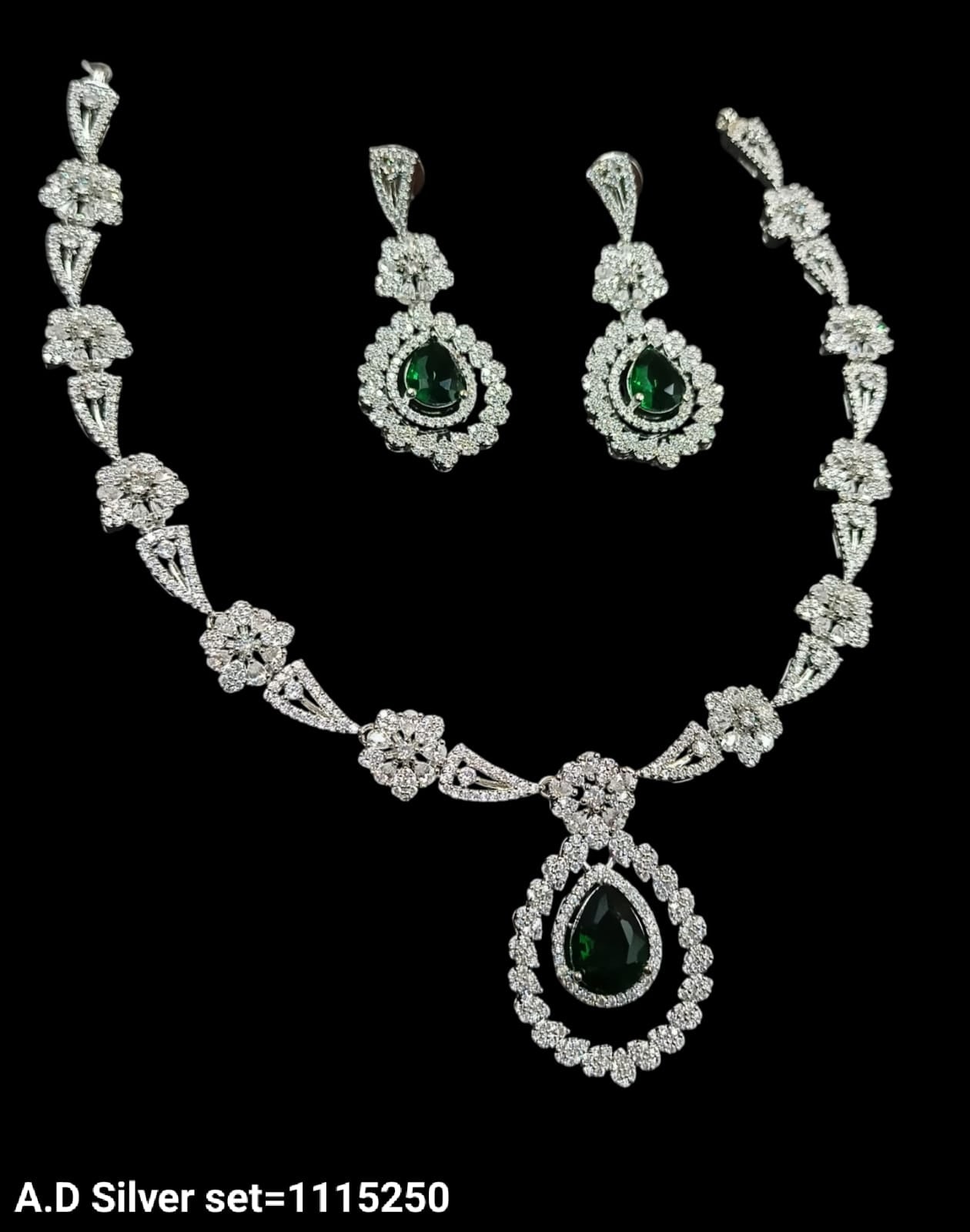American Diamond Silver Plated Jewellery Set
