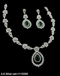 American Diamond Silver Plated Jewellery Set