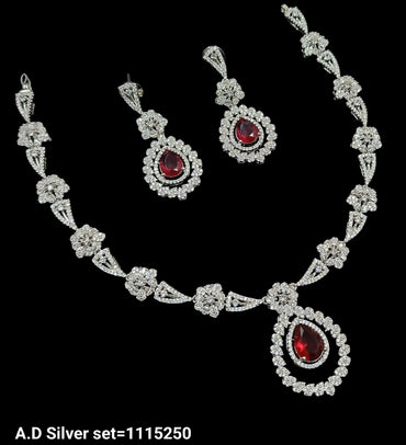 American Diamond Silver Plated Jewellery Set