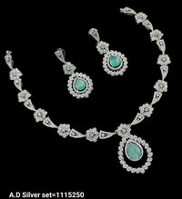 American Diamond Silver Plated Jewellery Set