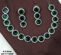 Elegant AD Silver Necklace & Earring Set – Premium Party Wear Jewelry