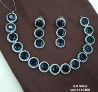 Elegant AD Silver Necklace & Earring Set – Premium Party Wear Jewelry