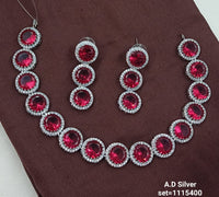 Elegant AD Silver Necklace & Earring Set – Premium Party Wear Jewelry