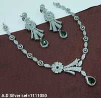 Designer American Diamond Necklace Set with Elegant Drop Earrings – Party & Bridal Wear - Lucentemarket