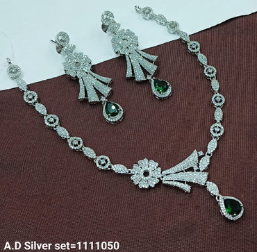 Designer American Diamond Necklace Set with Elegant Drop Earrings – Party & Bridal Wear - Lucentemarket