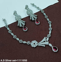 Designer American Diamond Necklace Set with Elegant Drop Earrings – Party & Bridal Wear - Lucentemarket