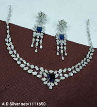 Elegant American Diamond Necklace Set with Drop Earrings – Party & Bridal Wear Jewelry