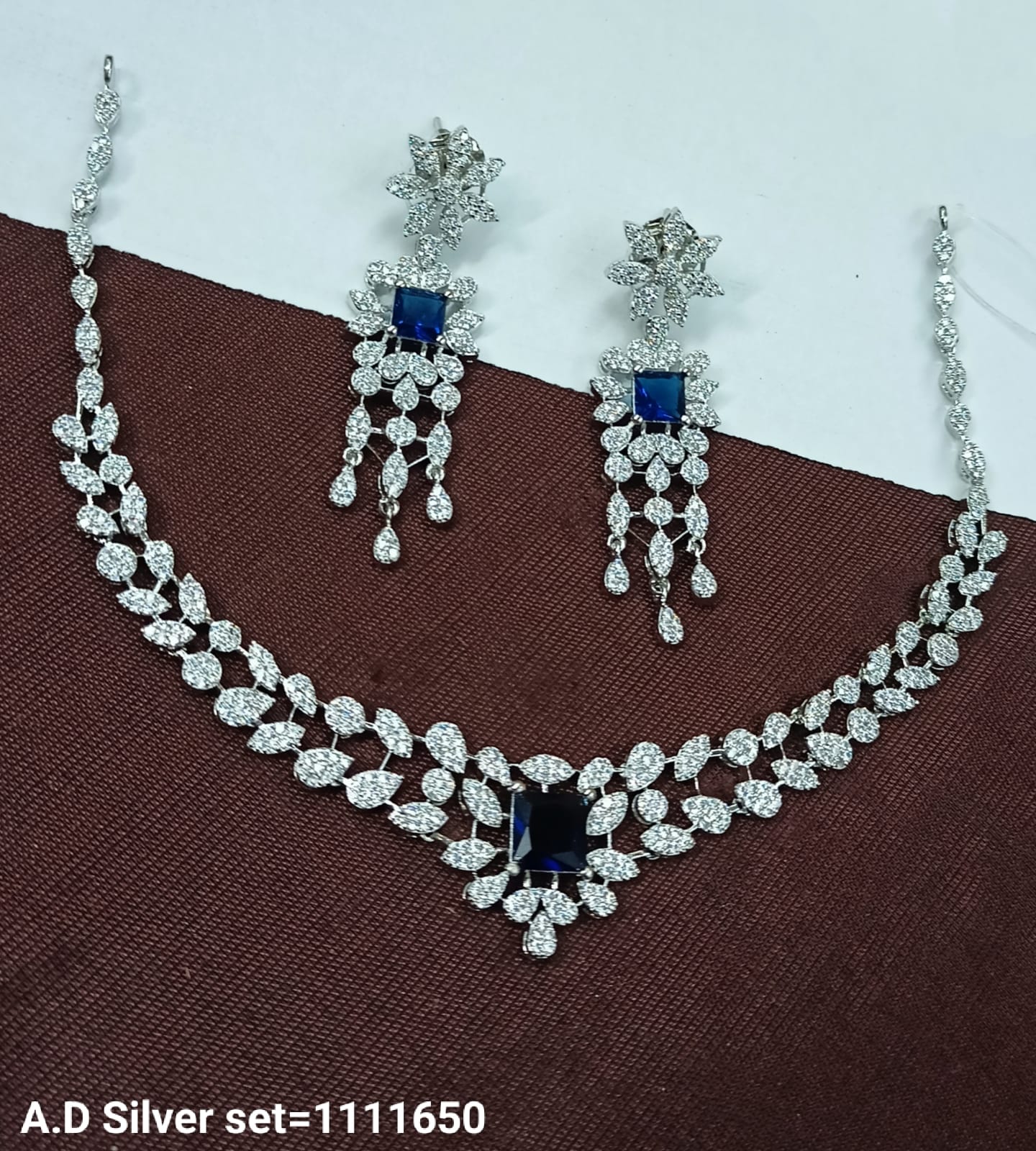 Elegant American Diamond Necklace Set with Drop Earrings – Party & Bridal Wear Jewelry