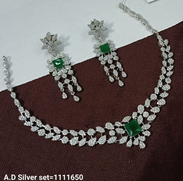 Elegant American Diamond Necklace Set with Drop Earrings – Party & Bridal Wear Jewelry
