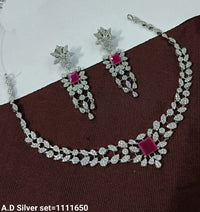 Elegant American Diamond Necklace Set with Drop Earrings – Party & Bridal Wear Jewelry