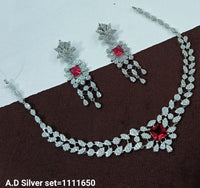 Elegant American Diamond Necklace Set with Drop Earrings – Party & Bridal Wear Jewelry