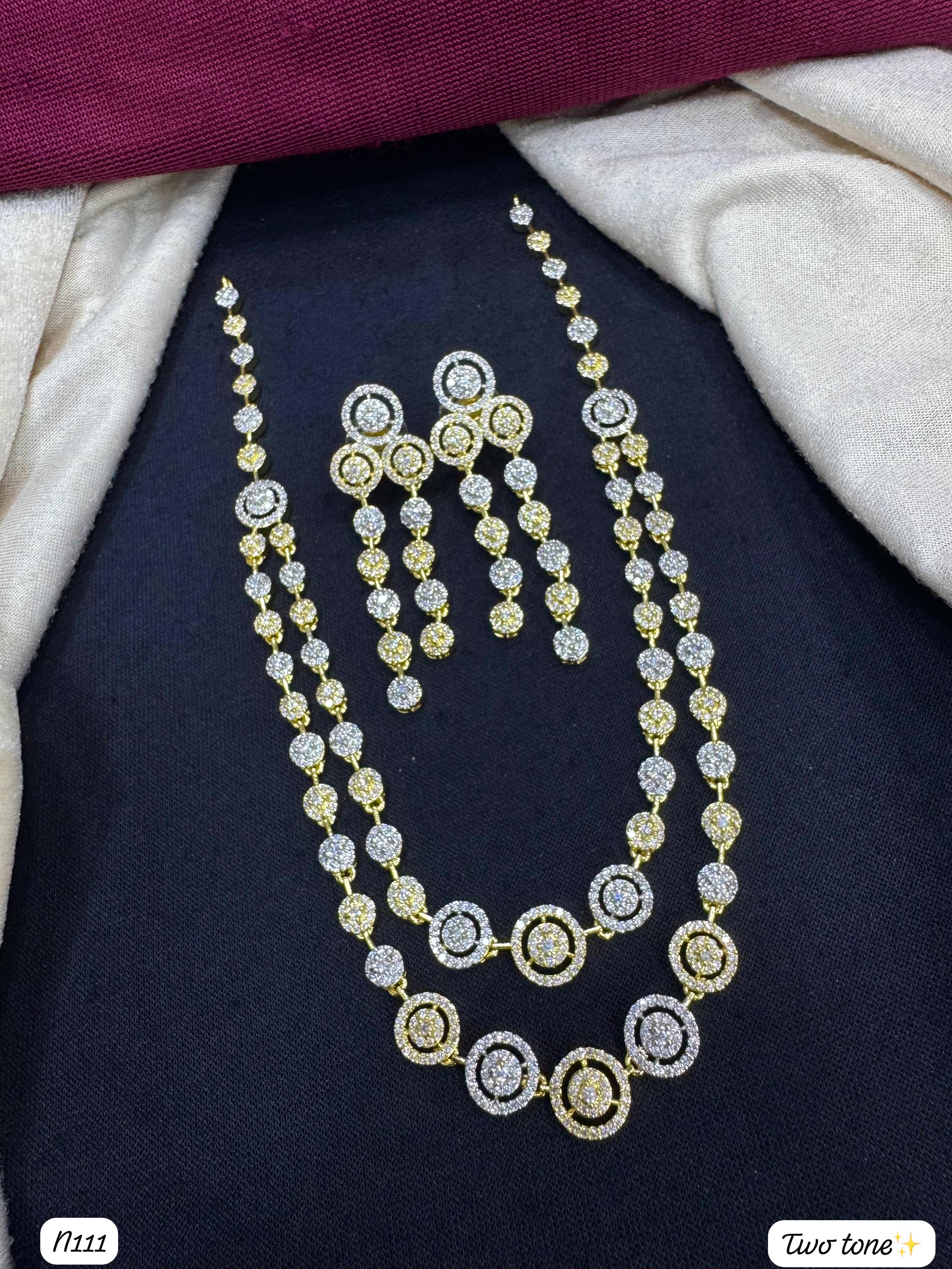 Luxury Sparkle Statement AD Jewelry Set – Necklace & Earrings