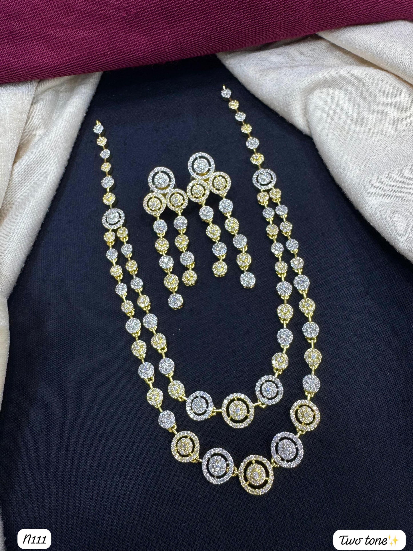 Luxury Sparkle Statement AD Jewelry Set – Necklace & Earrings