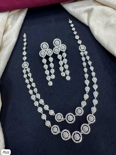 Luxury Sparkle Statement AD Jewelry Set – Necklace & Earrings
