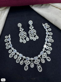 Floral Elegance Statement AD Jewelry Set – Necklace & Earrings
