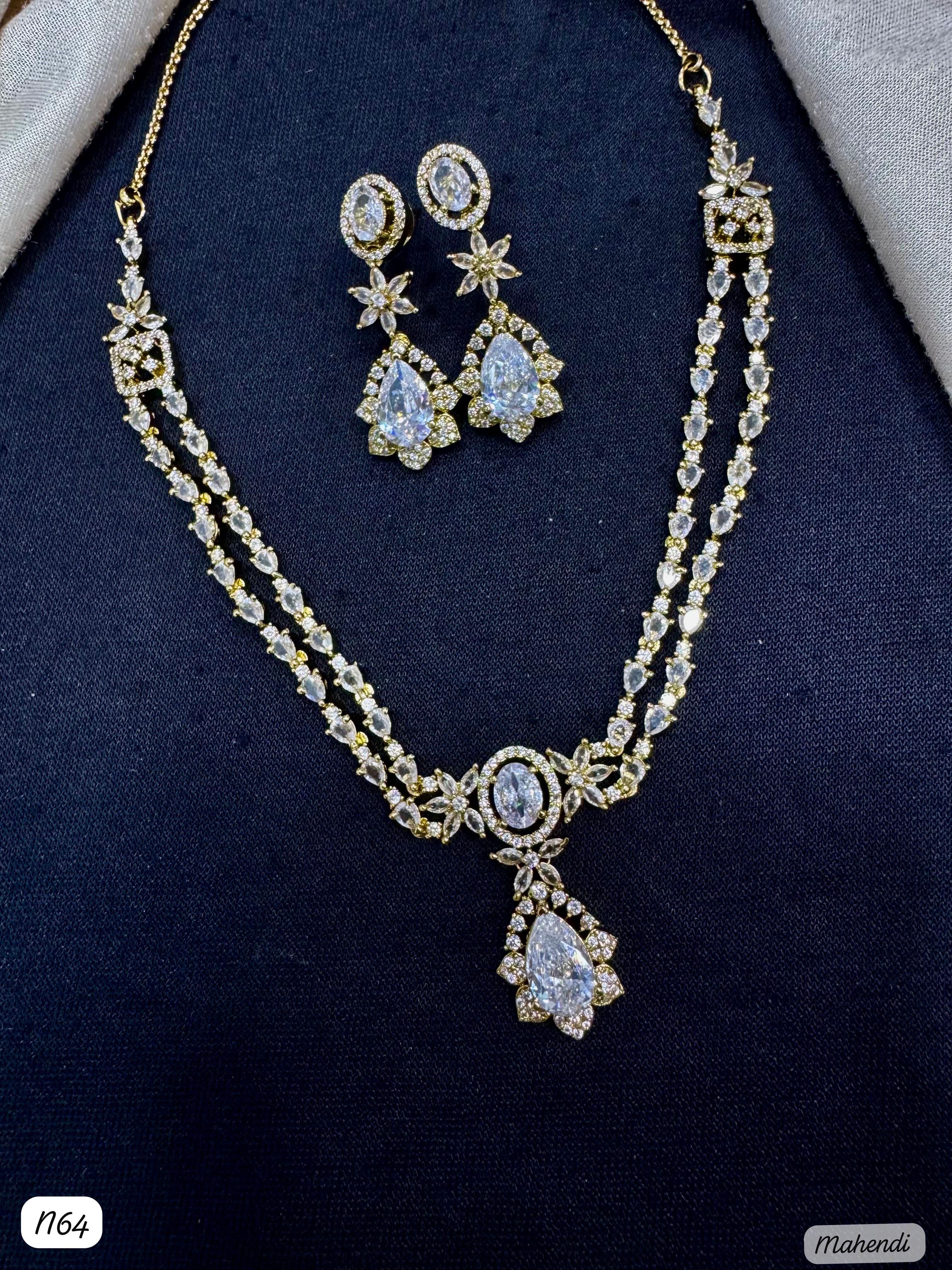 Royal Bloom Drop AD Jewelry Set – Necklace & Earrings
