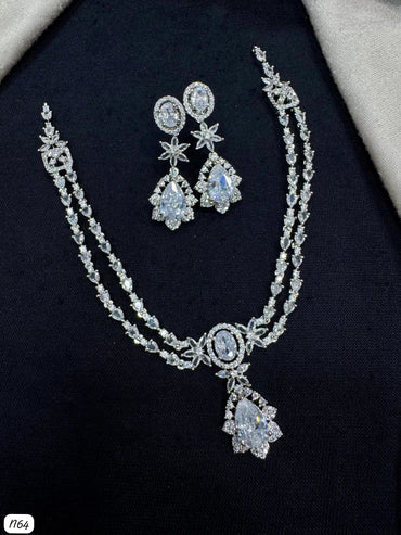 Royal Bloom Drop AD Jewelry Set – Necklace & Earrings