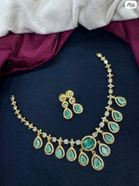 AD Necklace and Earring Set with Teardrop Stone Design