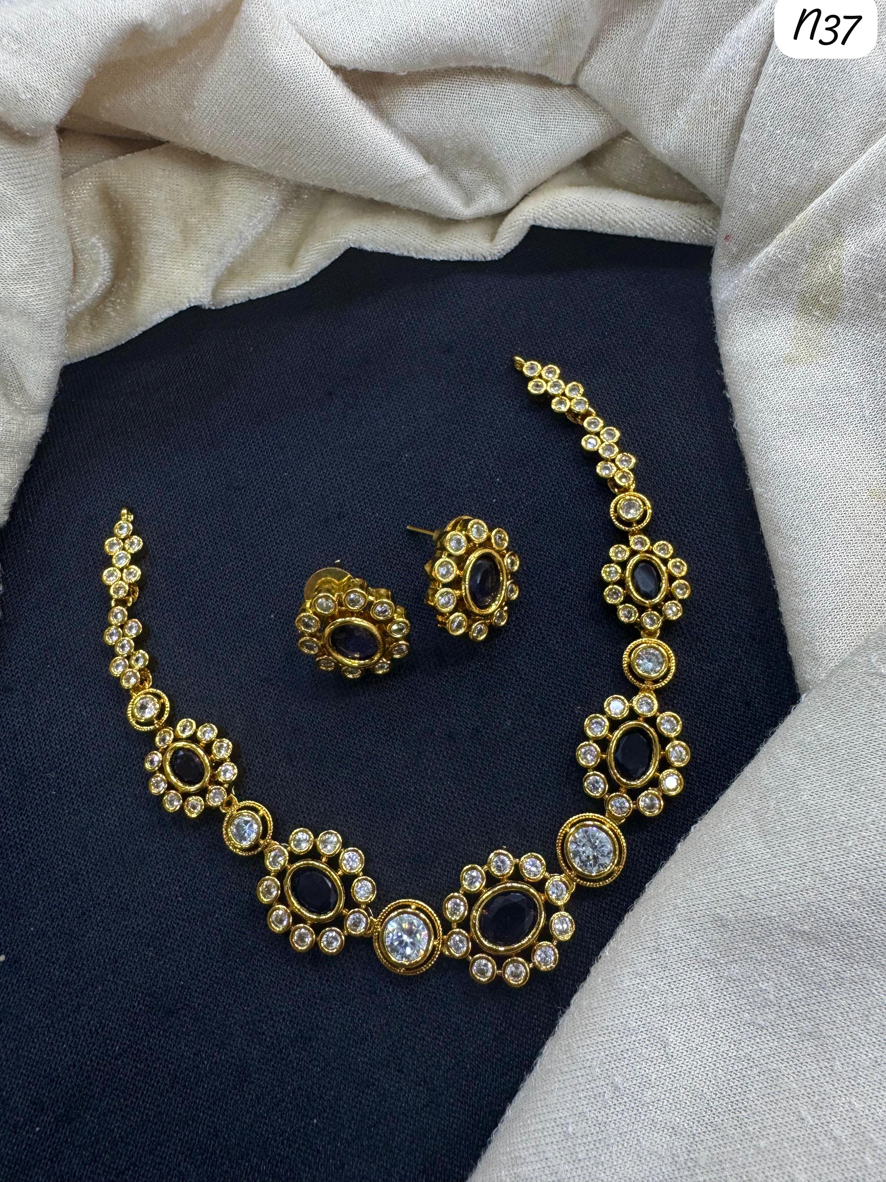 Elegant Gold-Plated Necklace Set with AD Stones – Bridal & Party Wear Jewelry