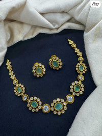 Elegant Gold-Plated Necklace Set with AD Stones – Bridal & Party Wear Jewelry