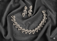 Rhodium Plated Leaf Delicate Floral Vine Jewelry Set