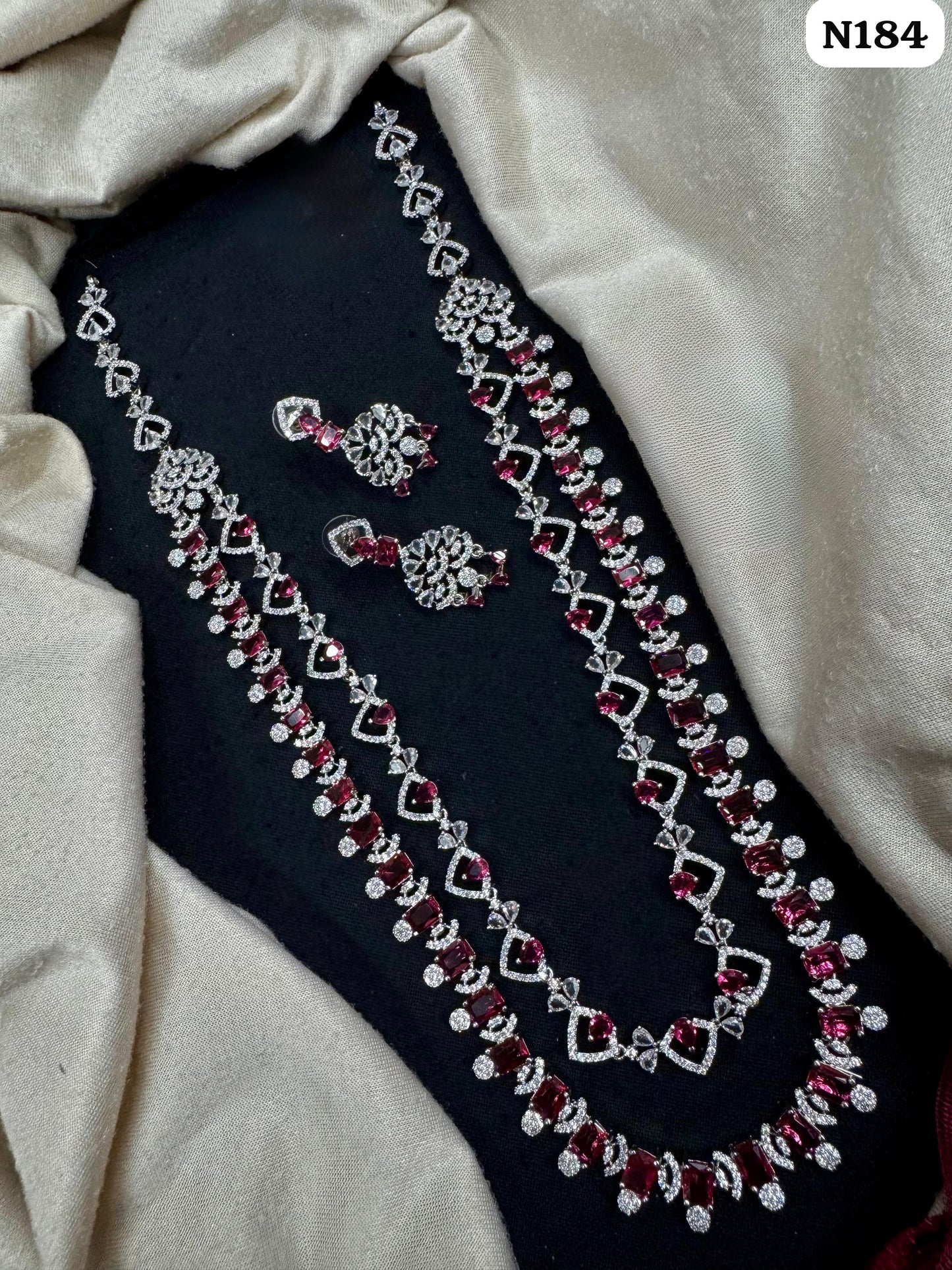 Silver Finish Heart-Link AD Jewelry for Weddings