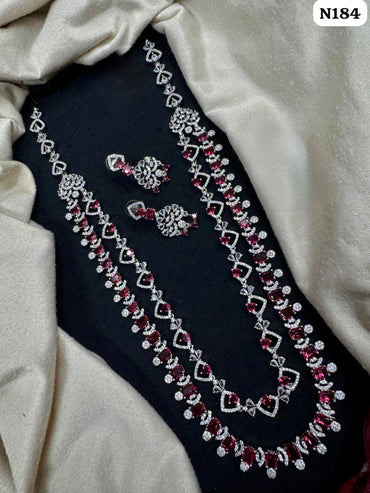 Silver Finish Heart-Link AD Jewelry for Weddings