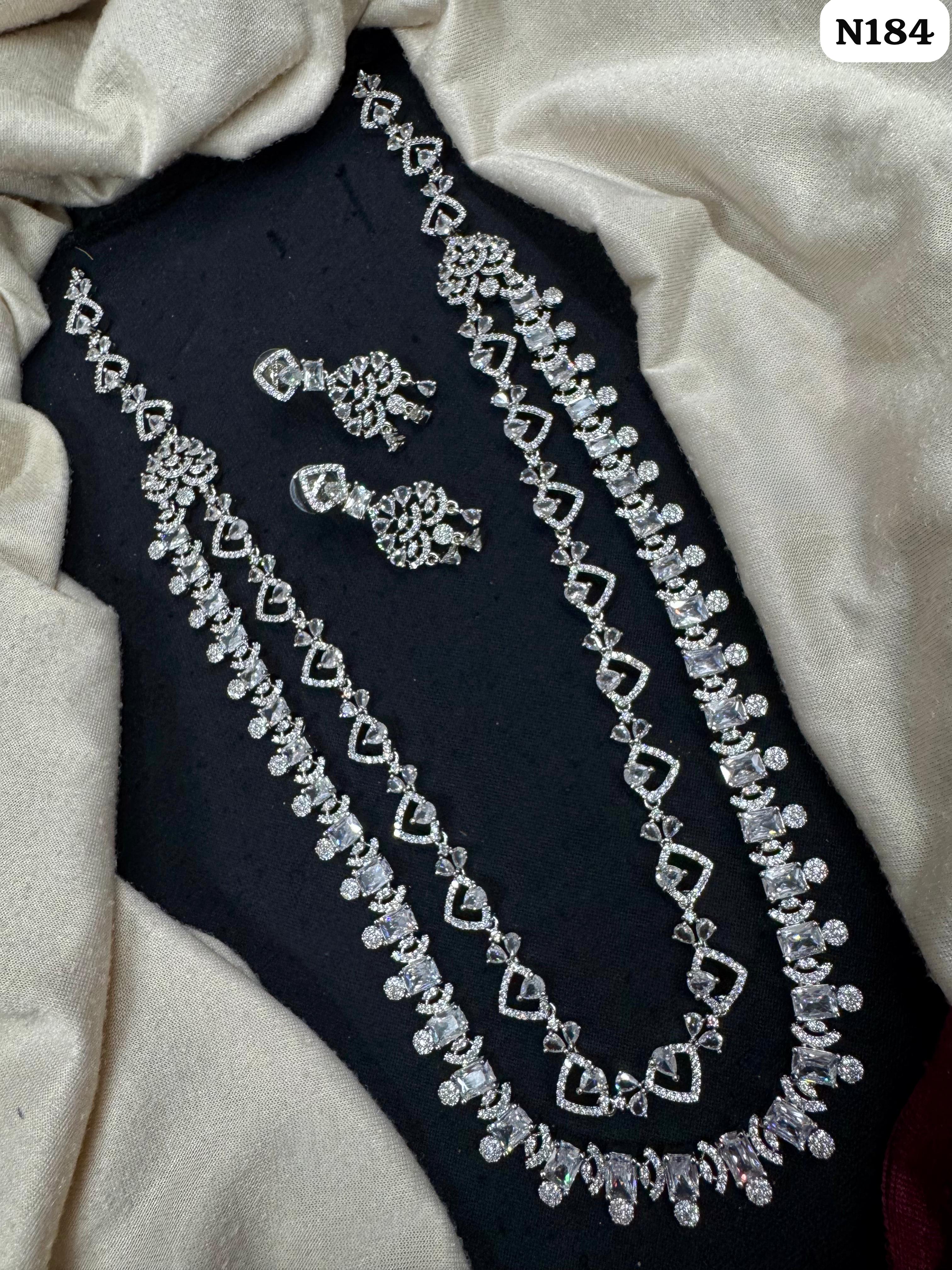 Silver Finish Heart-Link AD Jewelry for Weddings