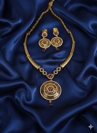 Emerald American Diamond Gold Plated Jewelry Set Necklace and Earring