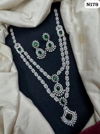 Royal Ruby Long Layered AD Necklace Set