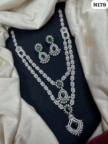 Royal Ruby Long Layered AD Necklace Set