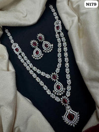 Royal Ruby Long Layered AD Necklace Set