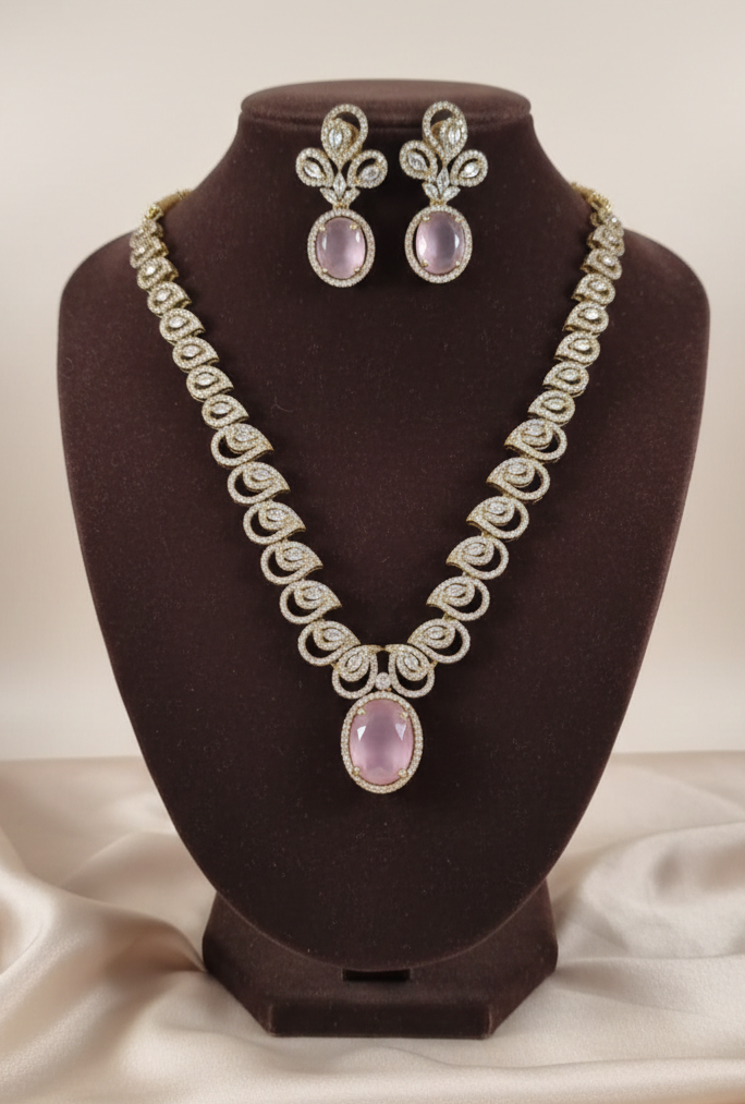 American Diamonds Jewellery set With Teardrop Necklace & Matching Earrings