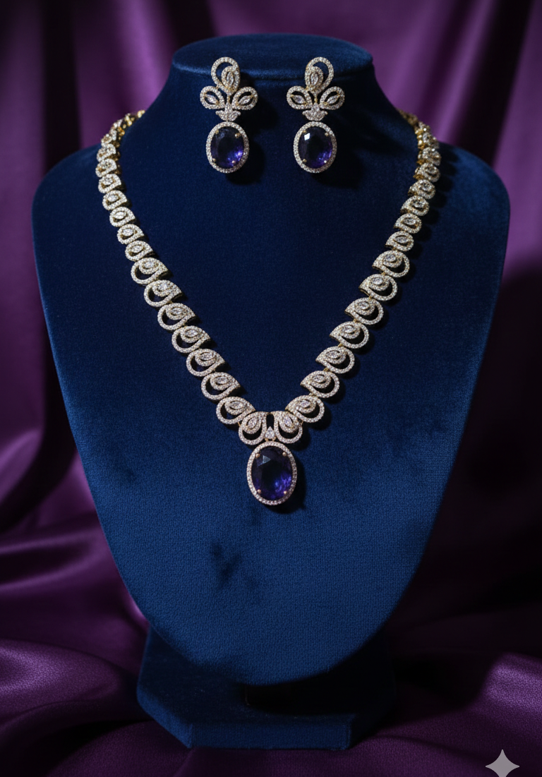 American Diamonds Jewellery set With Teardrop Necklace & Matching Earrings