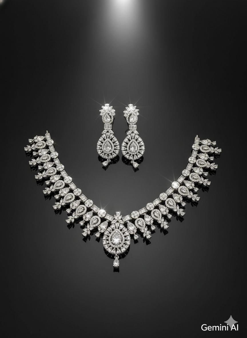 Designer Teardrop and Marquise AD Jewelry Set