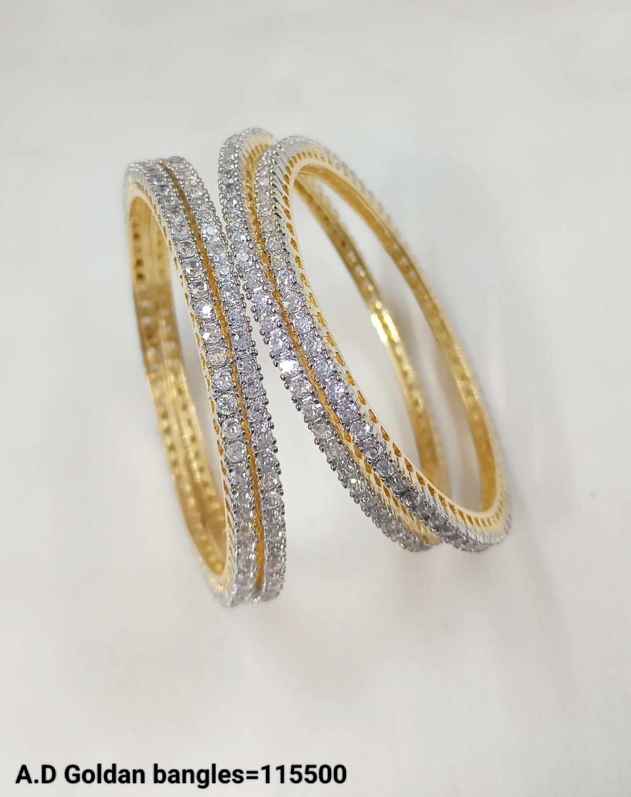 Radiant A.D. Gold-Plated Twisted Bangles – Elegant Designer Set for Women