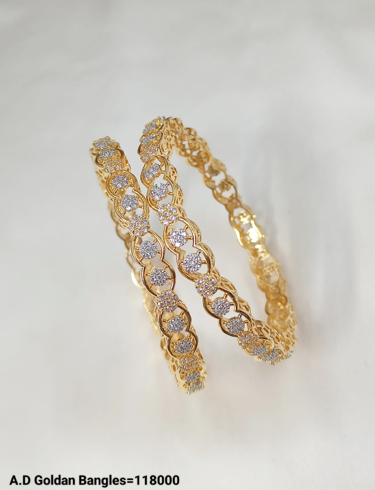 Elegant Floral CZ Gold-Toned AD Bangles for Women