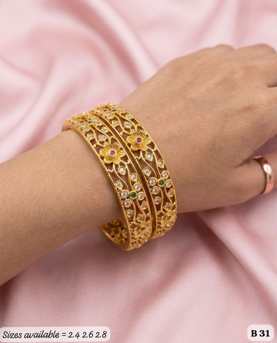 Floral AD Kada Style Bangles