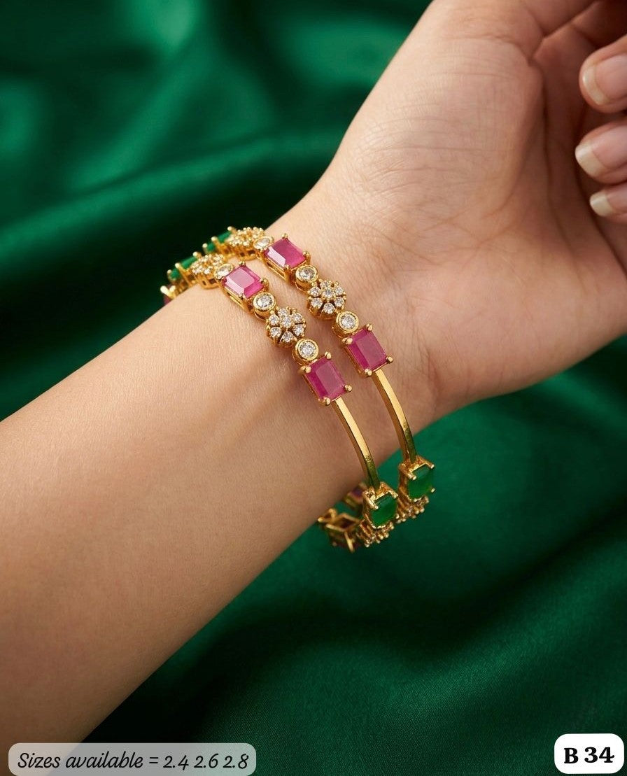 AD Sleek Gold-Plated Bangles