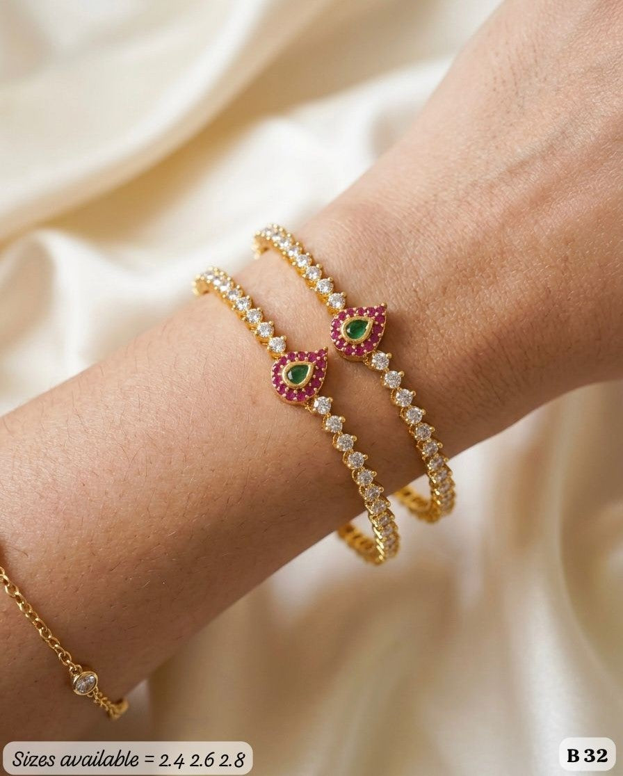 Traditional Bangles with Central Stone Motifs