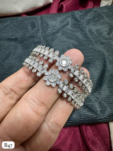 American Diamond Silver Plated Bangles