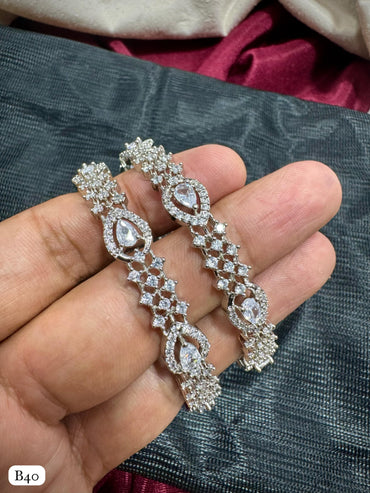 American Diamond Silver Plated Bangles
