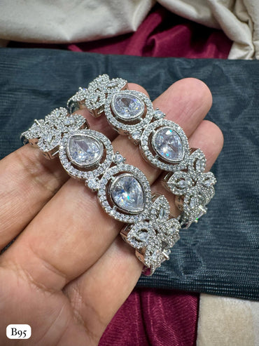 American Diamond Silver Plated Bangles